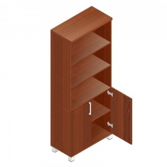 Шкаф для сувениров глухие+тонированные двери в алюминиевой рамке Пр.Ш-2+Пр.ДШ-2СТА орех